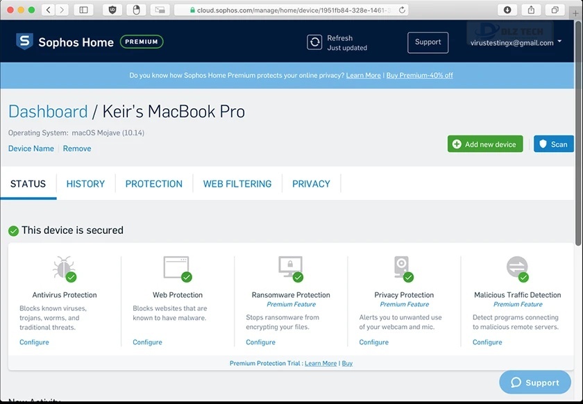 Phần mềm diệt virus Macbook Sophos Antivirus