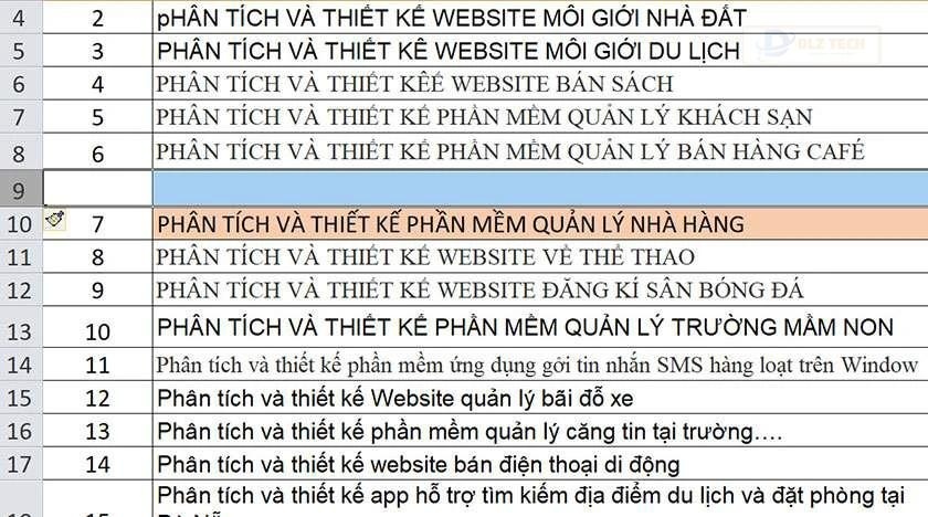 phím tắt cơ bản trong excel