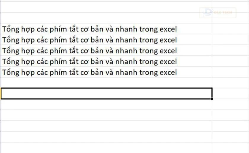 Phím tắt Ctrl D trong Excel