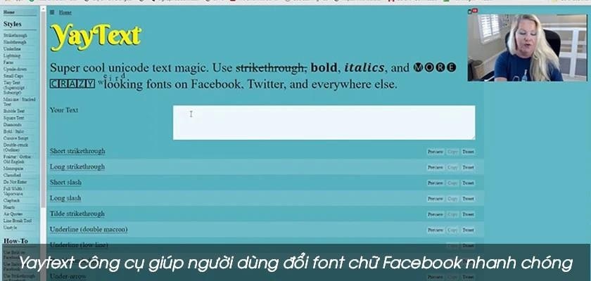 Đổi font chữ Facebook với Yaytext