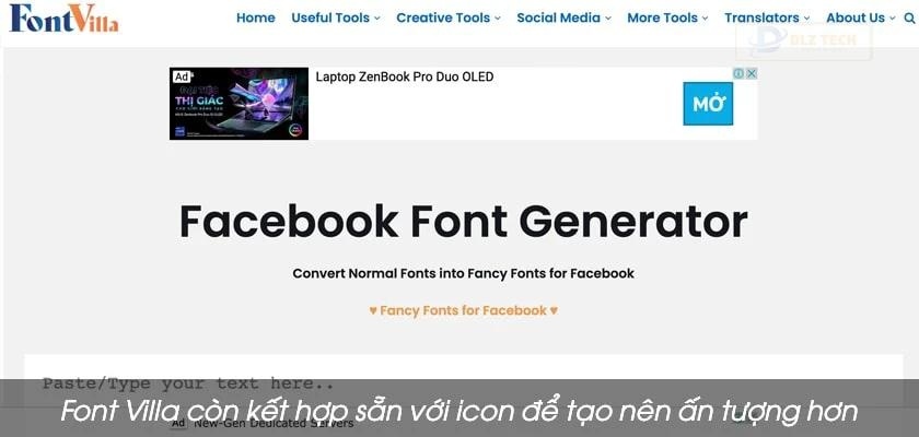 Chuyển đổi font chữ ấn tượng trên Facebook bằng Font Villa