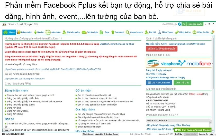 Phần mềm Facebook Fplus