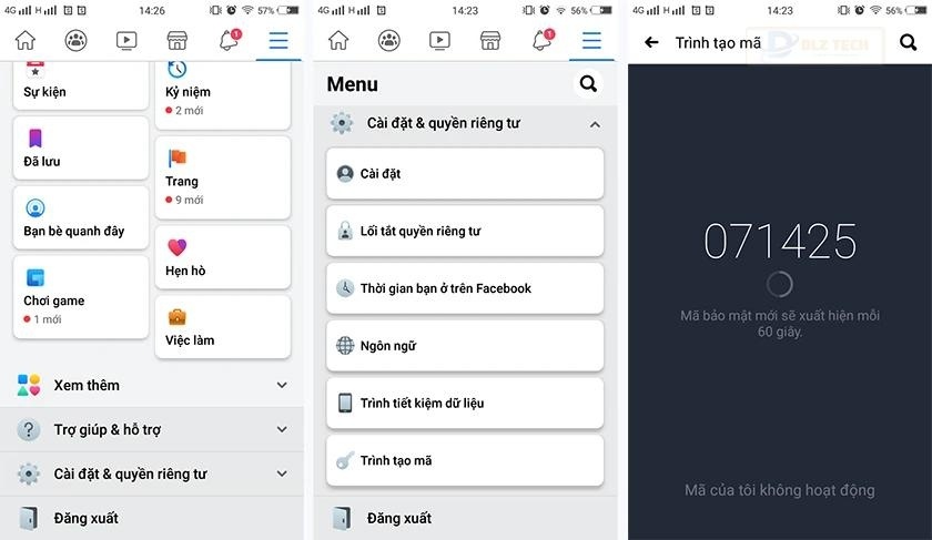 Chọn mục và truy cập phần tạo mã