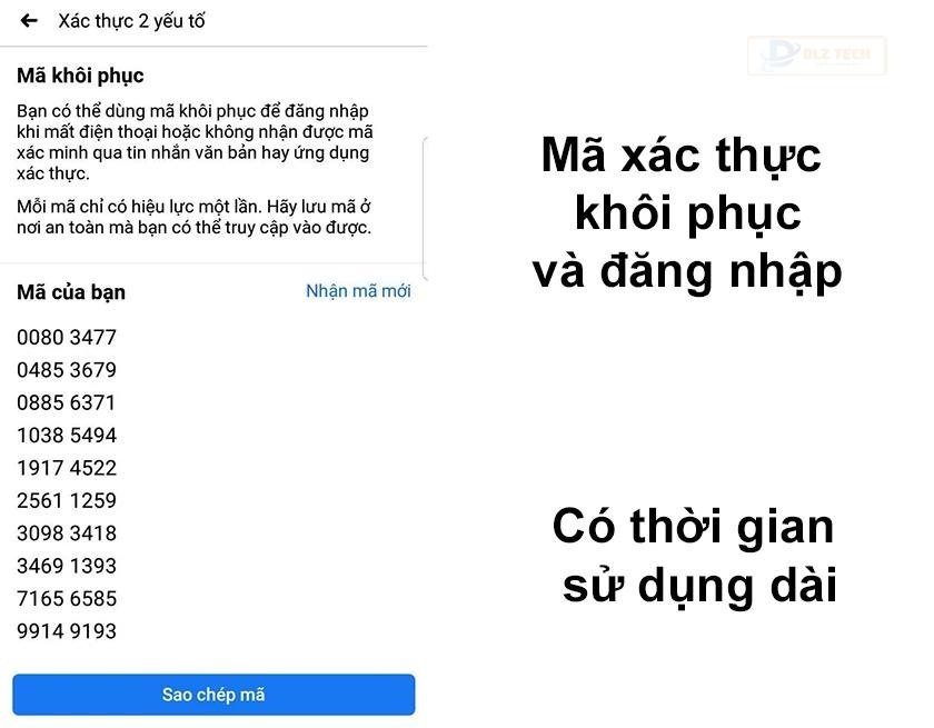 Mã an toàn dùng cho các trường hợp khẩn cấp hoặc mất tài khoản.