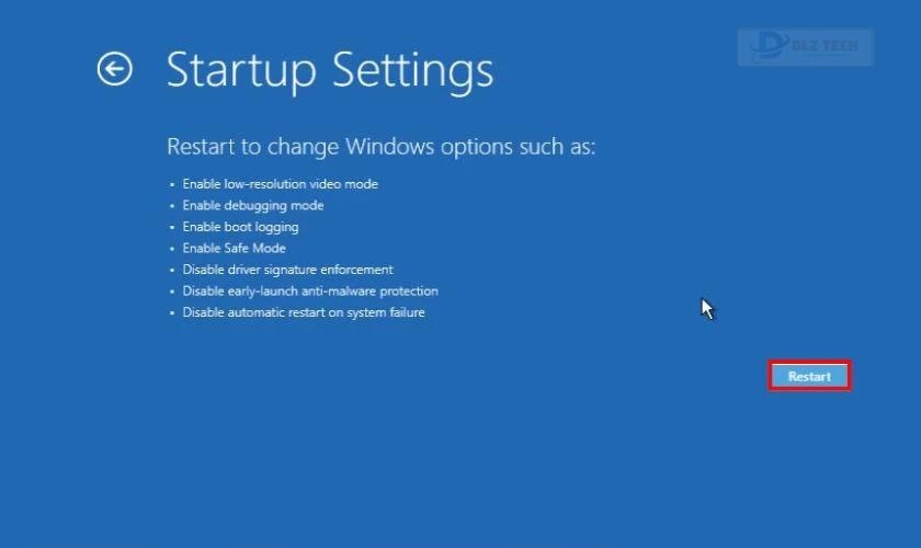 Nhấn Restart