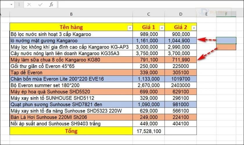 Quay lại cửa sổ Excel và tô màu vào ô trống bất kỳ những bảng màu có trong bảng tính