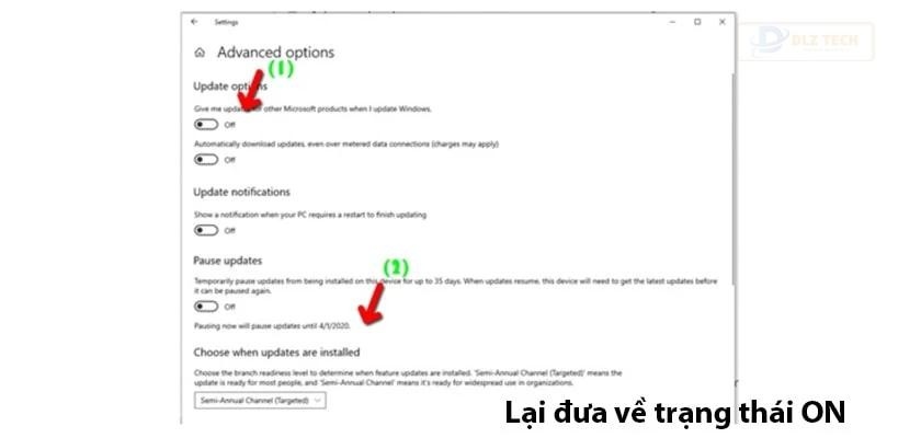 Tắt tính năng Pause Update hệ thống