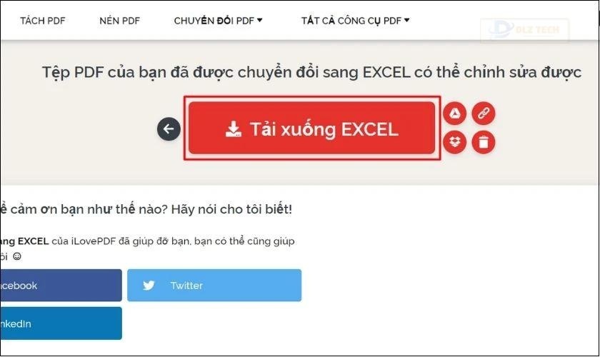 đợi mọt chút rồi nhấn tải xuống excel