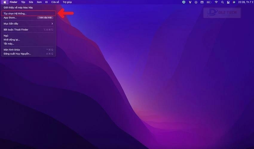 Click vào Tùy chọn hệ thống để cập nhật hệ điều hành cho MacBook
