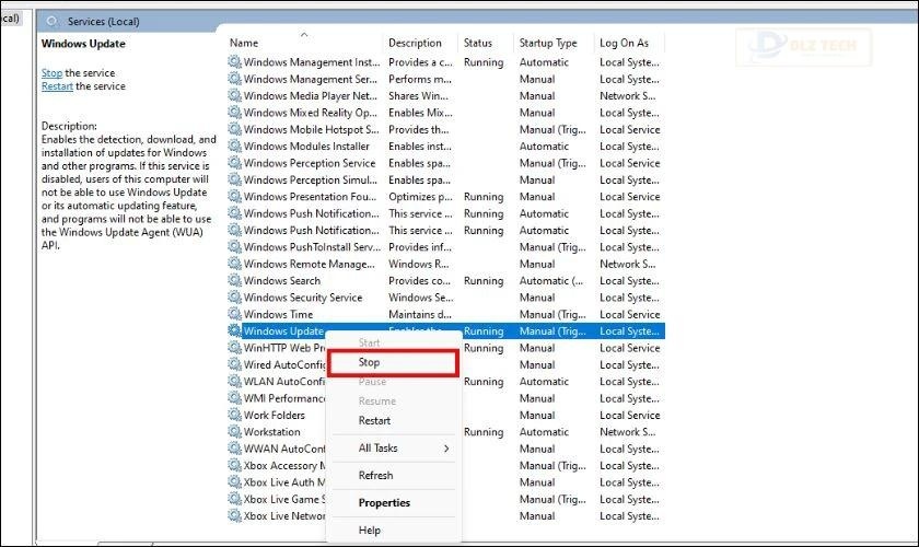 Dừng Windows Update