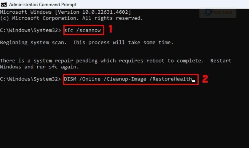 Sửa lỗi bằng Command Prompt