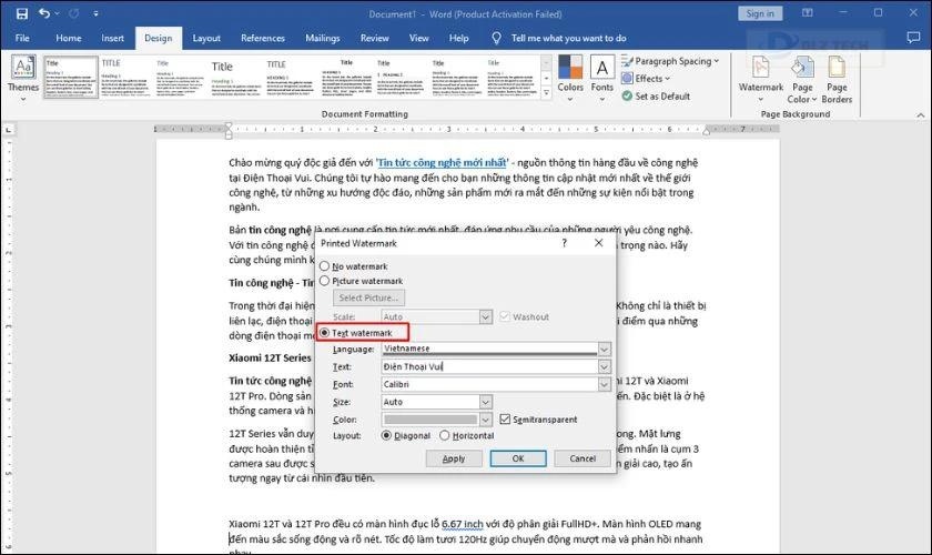 Tùy chỉnh Text Watermark theo mục đích của bạn