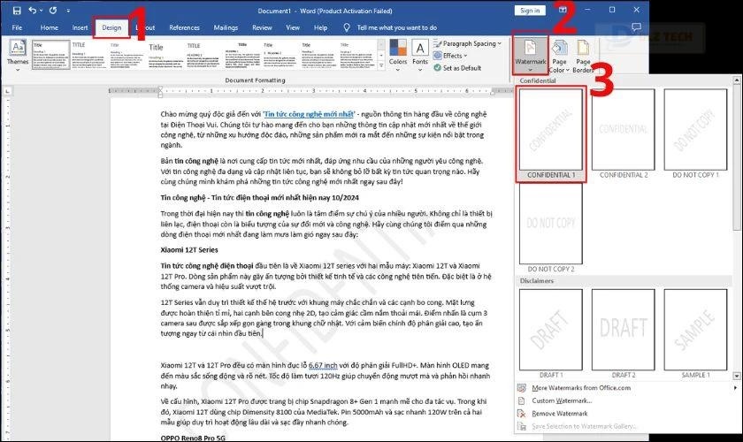 Hướng dẫn cách chèn watermark vào Word đơn giản nhất