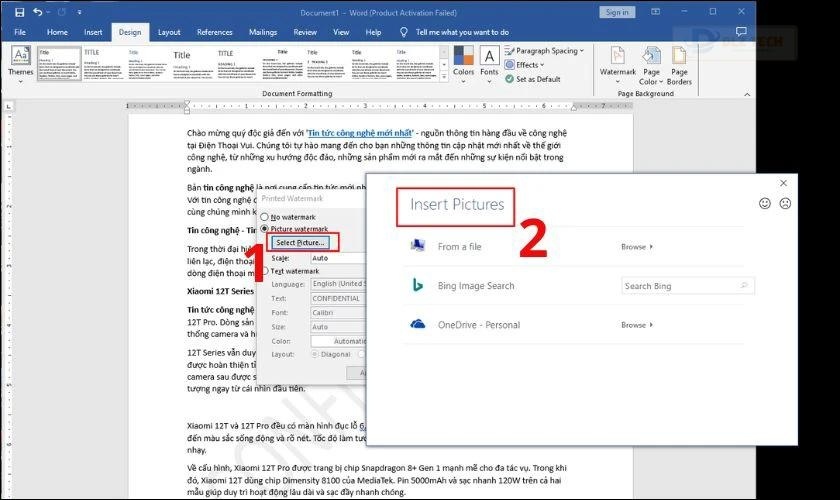 Nhấp vào Select Picture và tải lên hình ảnh bạn muốn