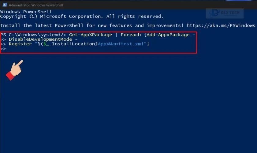Sao chép mã vào Powershell
