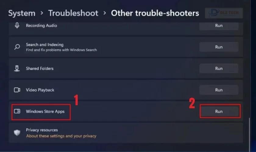 Chạy Windows Store Apps Troubleshooter