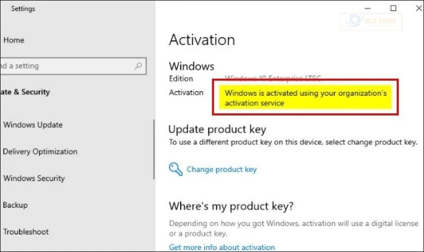 Windows is activated using your organization