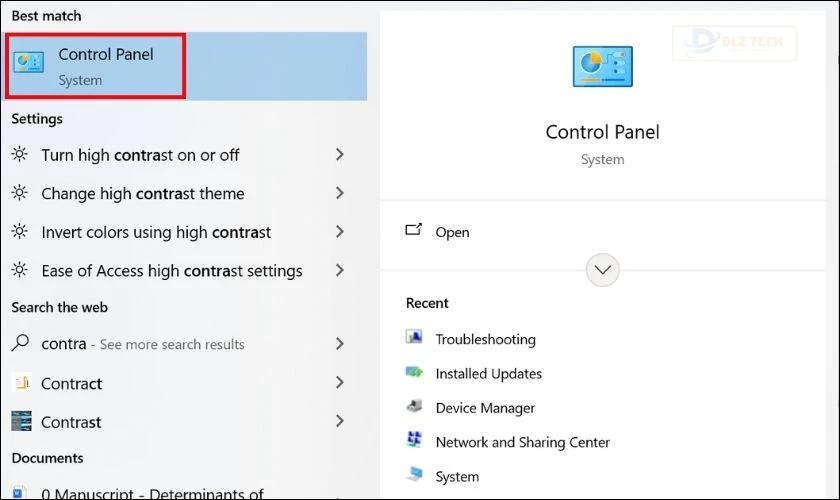 Sửa lỗi bằng Control Panel