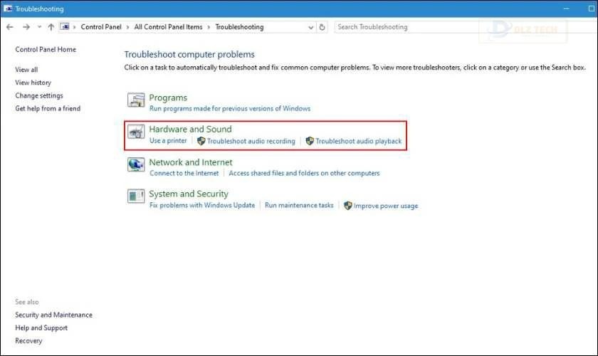 Chọn Hardware and Sound