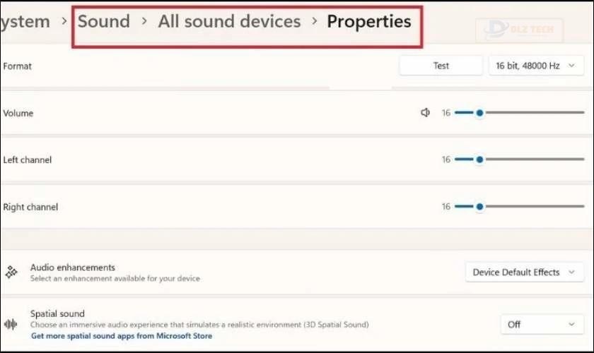 Chọn All Sound Devices để vào Properties