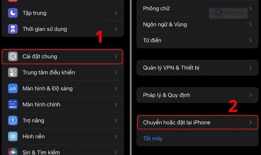 Khôi phục cài đặt gốc của thiết bị