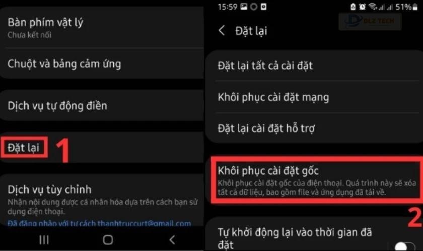 Khôi phục cài đặt gốc Android