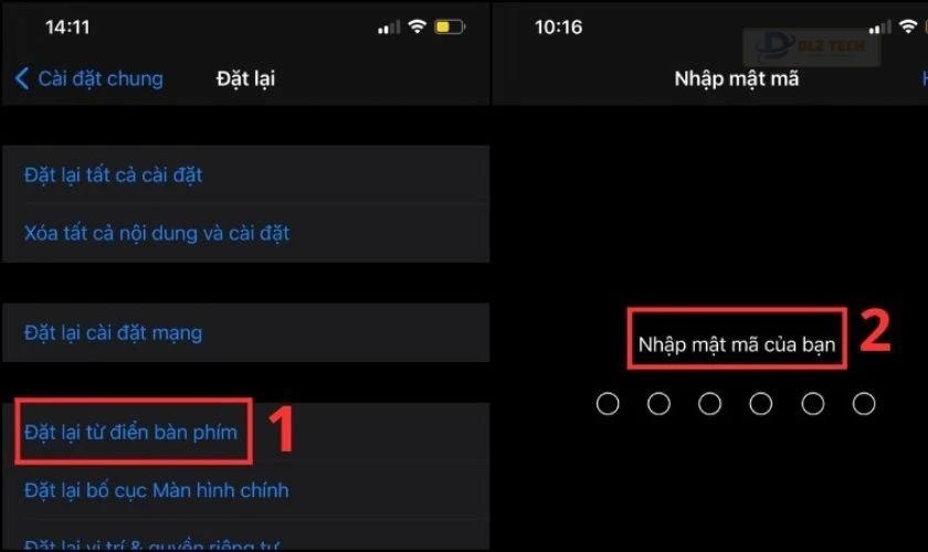 Đặt lại từ điển bàn phím