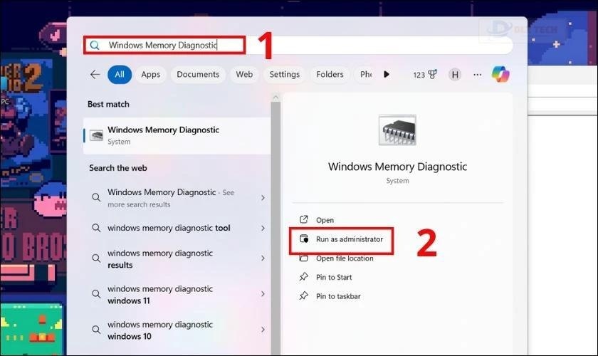Chạy Windows Memory Diagnostic