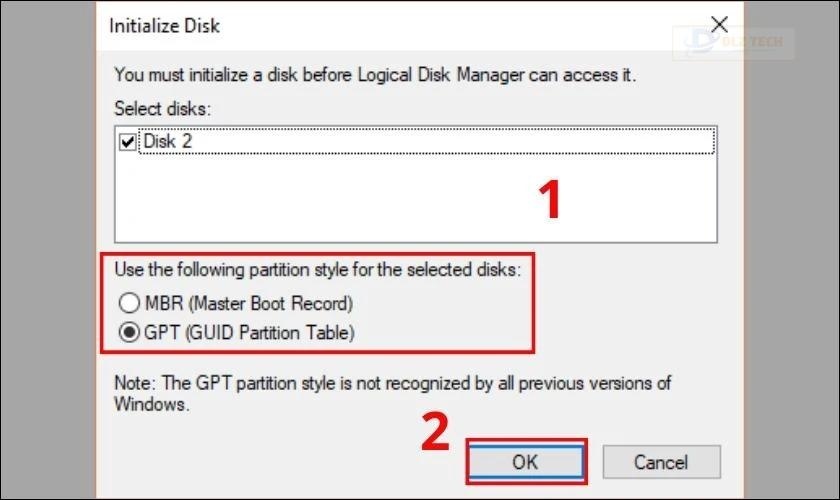 Chọn ổ SSD để khởi tạo