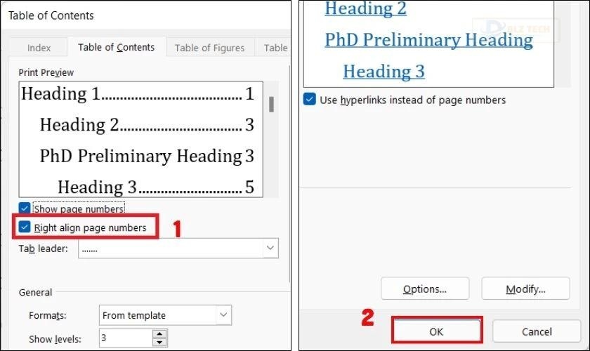 Làm thế nào để hiển thị số trang trong mục lục hình ảnh?