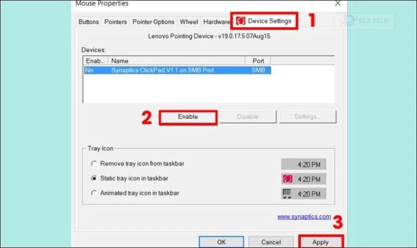 Nhấn Disable để vô hiệu hóa chuột laptop trên máy tính Dell