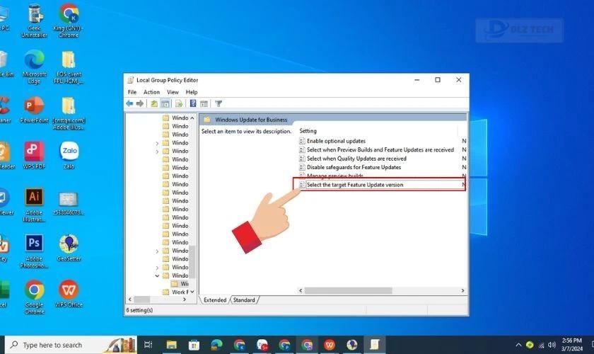 Nhấp đúp vào Select the target Feature Update Version