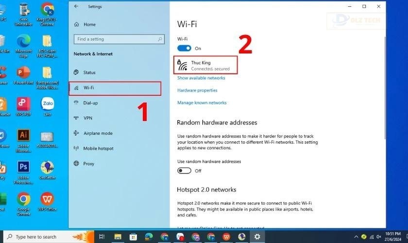 Chọn vào mạng wifi đang sử dụng