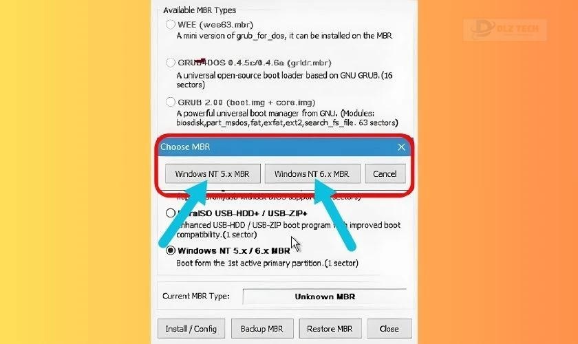 Chọn phiên bản MBR phù hợp với máy tính của bạn