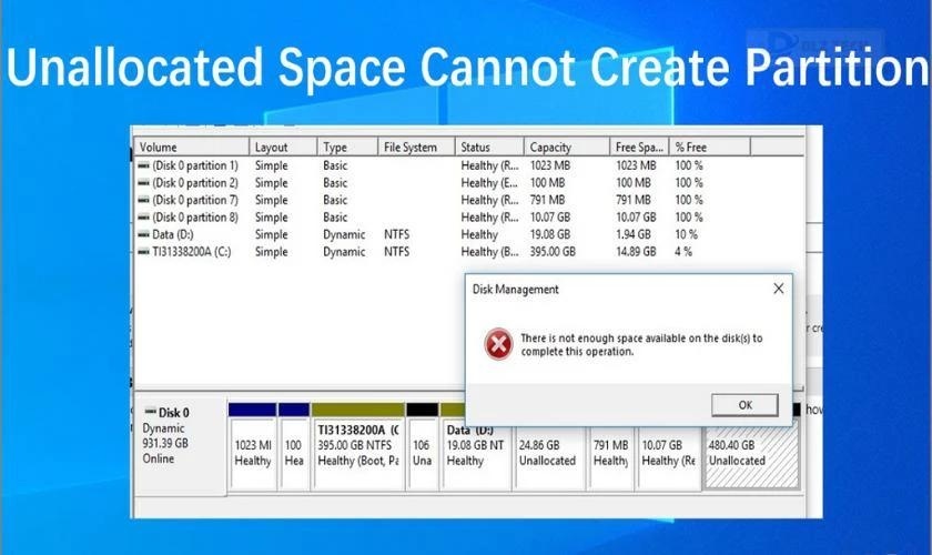 Dấu hiệu nhận biết ổ cứng bị Unallocated