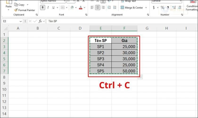 Chọn phạm vi ô bạn muốn tham chiếu và nhấn sao chép