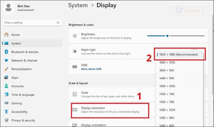 Chọn độ phân giải phù hợp với laptop