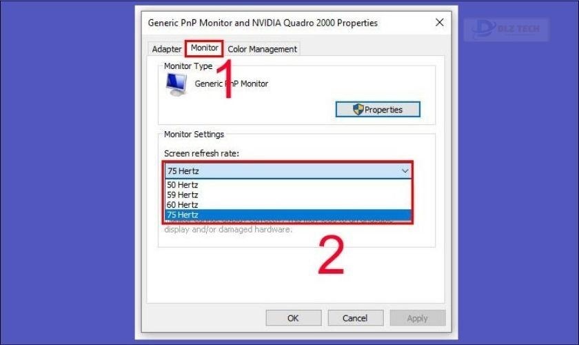 Chọn tần số quét phù hợp trong Monitor