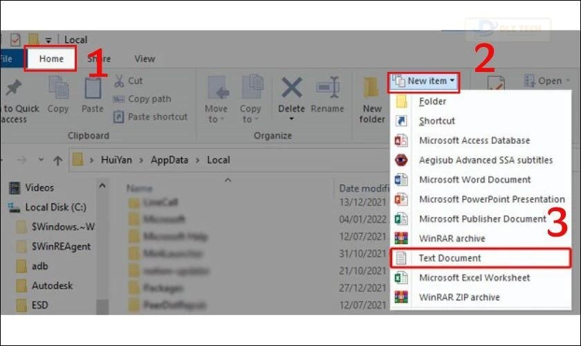 Chọn Text Document