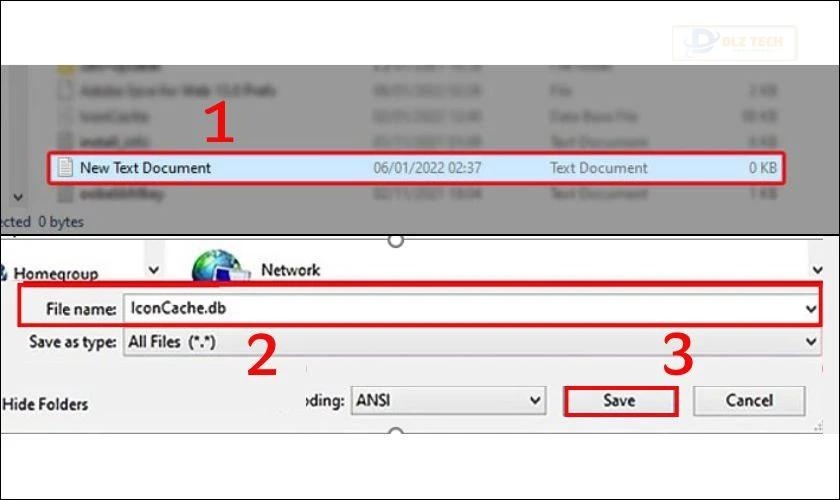 Ấn đổi tên thành IconCache.db và chọn Save