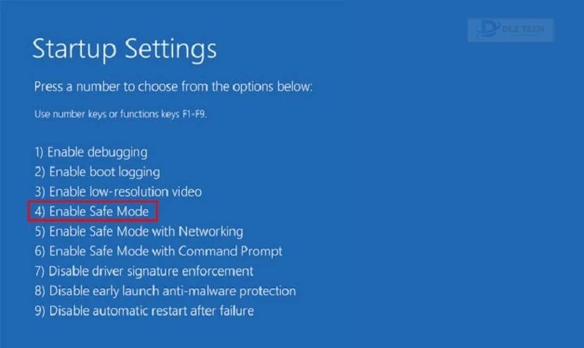 Truy cập chế độ Safe Mode
