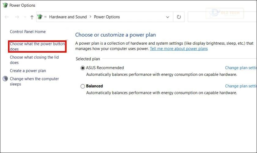 Chọn vào Choose what the power button does