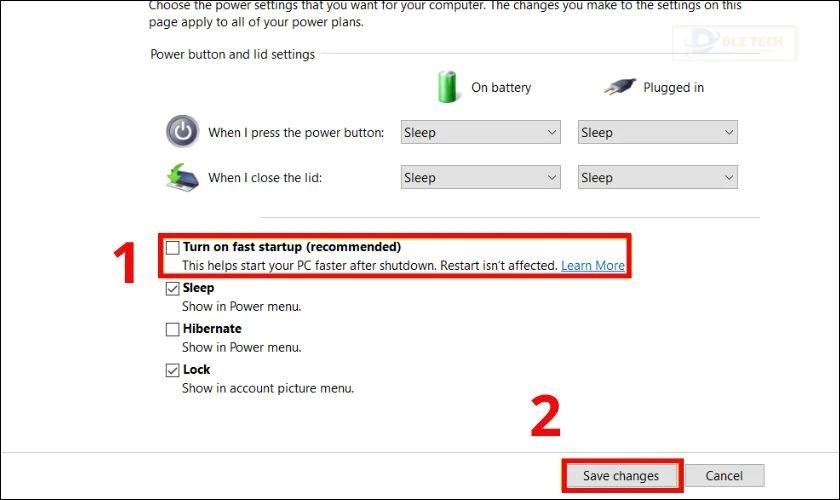 Vô hiệu hóa Fast Startup khi màn hình máy tính bị treo
