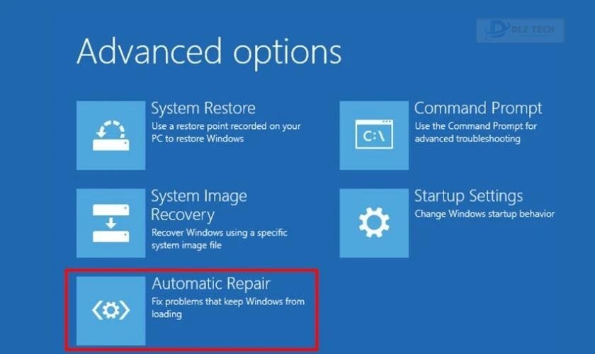 Dùng Automatic Repair để sửa lỗi laptop bị treo màn hình chờ