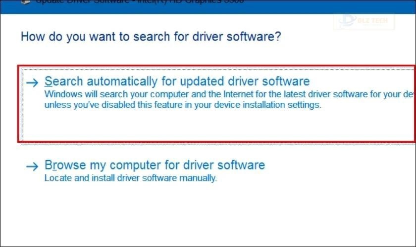 Trong cửa sổ mới hiện lên, bạn nhấn vào Search automatically for updated driver software