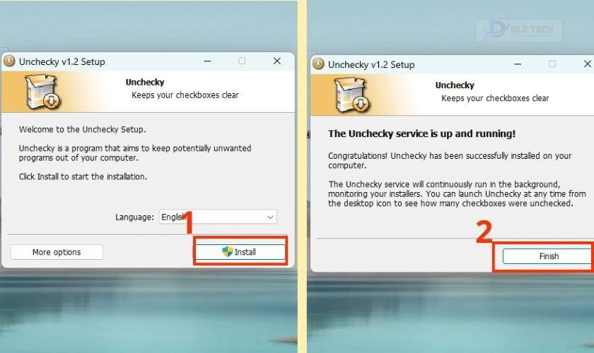 Ấn chọn Install và tiếp tục chọn Finish