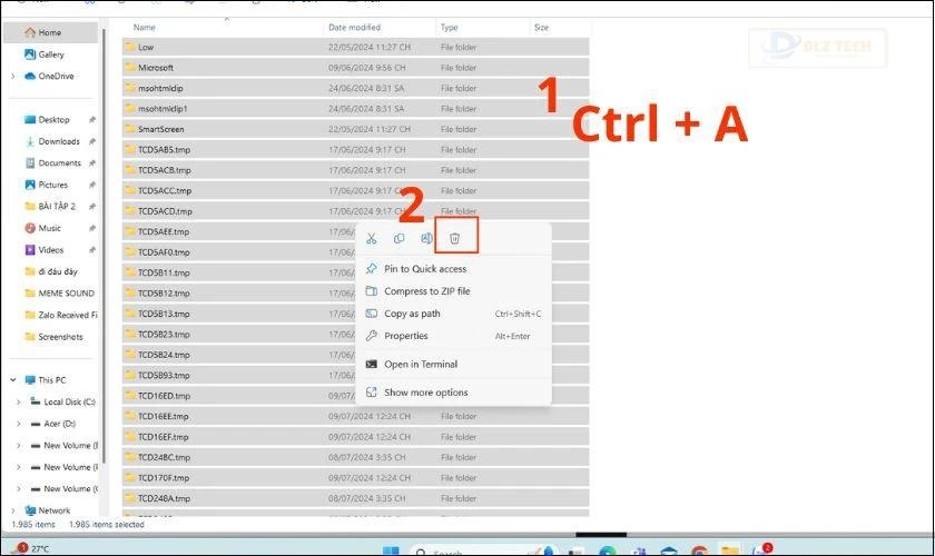 Xóa temp trên ổ cứng máy tính