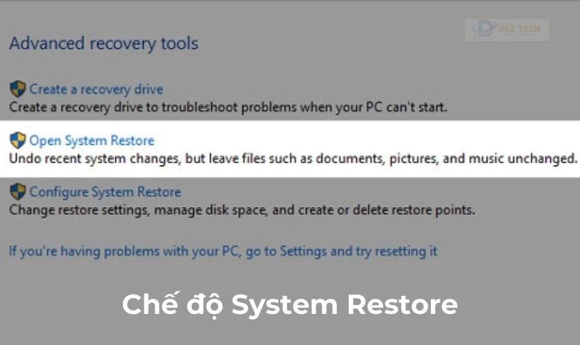 Dùng System Restore khắc phục lỗi máy bị treo khi update Win