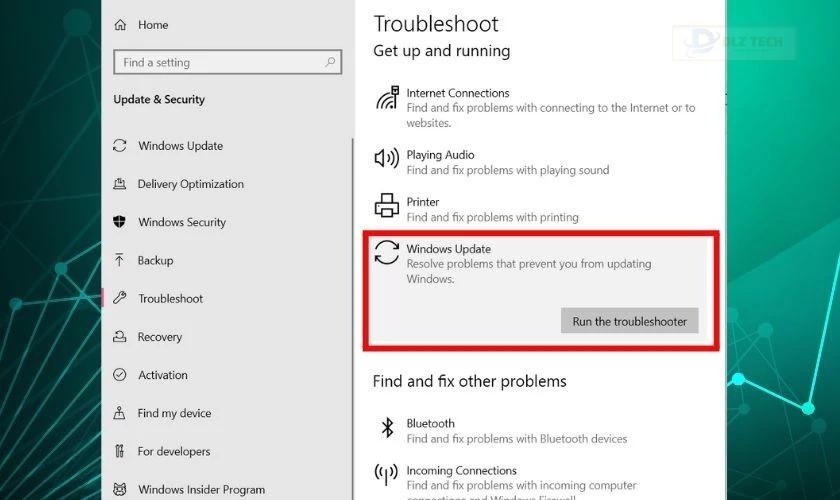 Dùng Troubleshooter khắc phục Working on update quá lâu