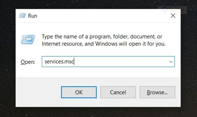 Mở hộp thoại Run